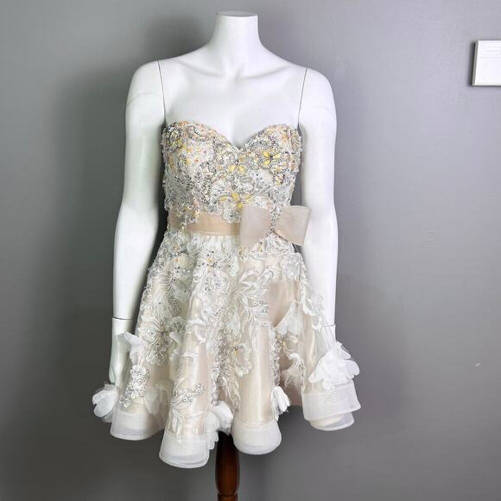 Jovani dress 6 cocktail flowers beaded corset Fairy Coquette princess gala event